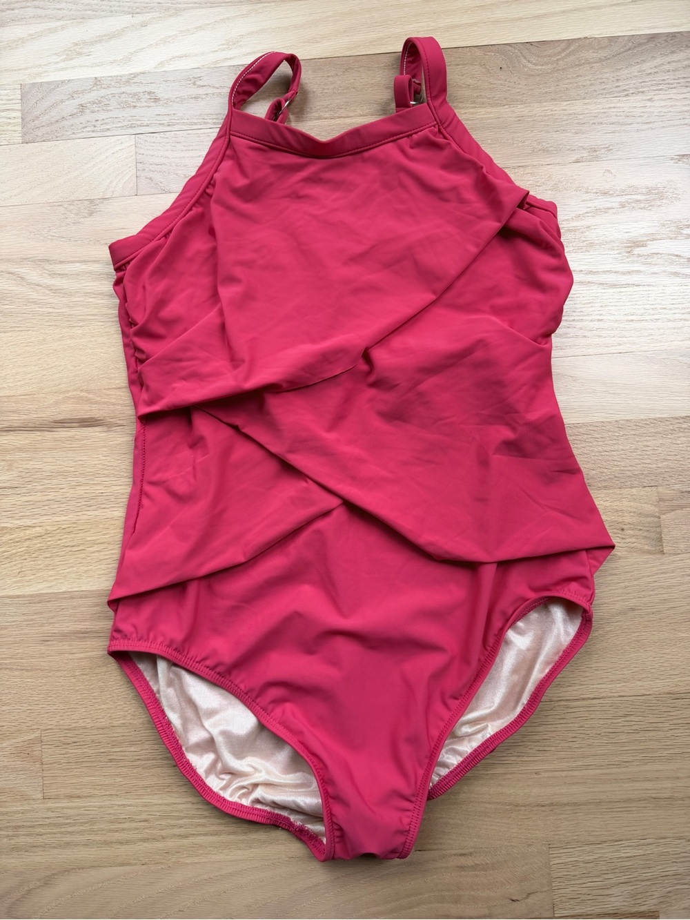 Miraclesuit Raspberry Red Layered One-Piece Swimsuit like new